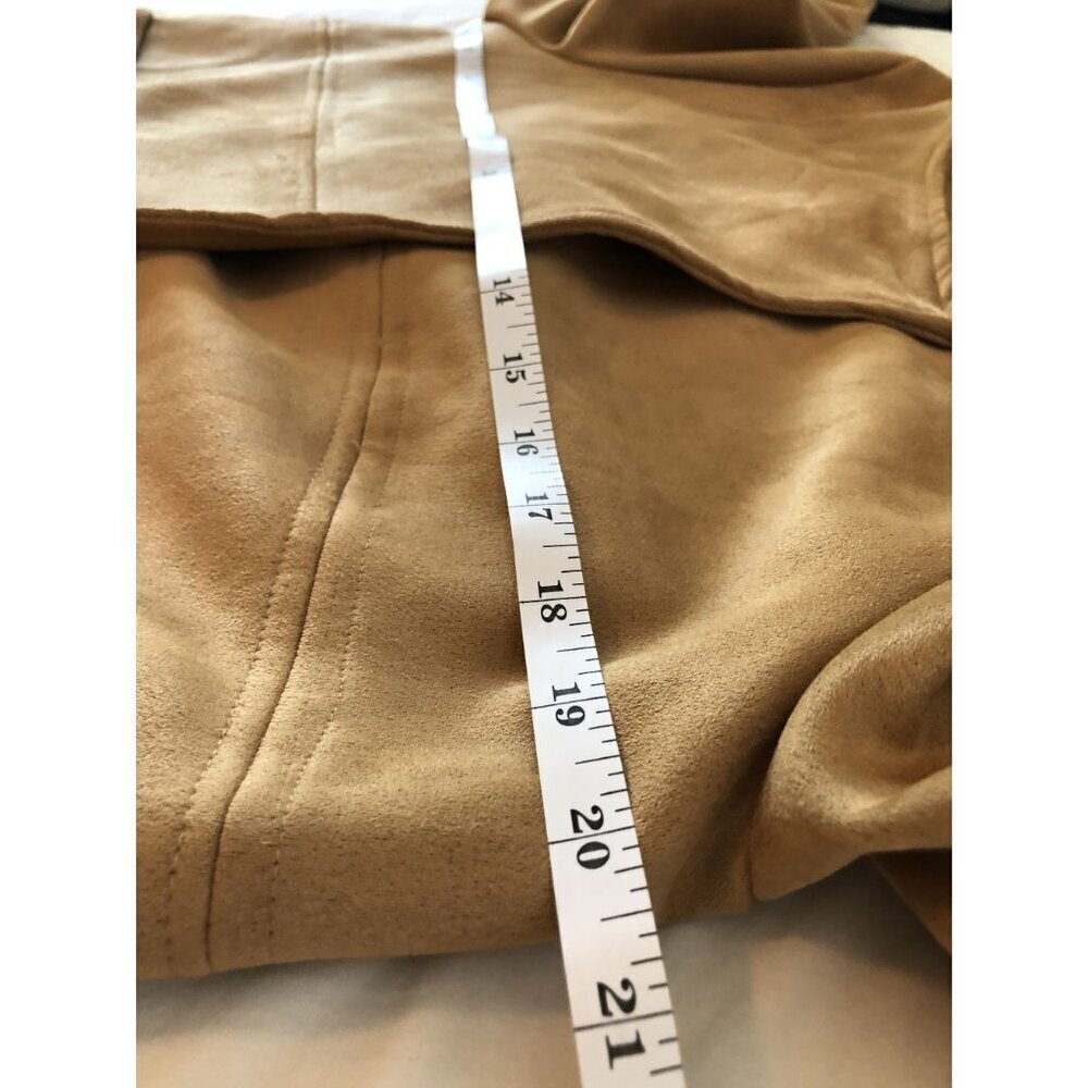 Women Open-Front Faux Suede Coat Size S Tan Pockets Soft Western Cowgirl Outdoor - Picture 5 of 6